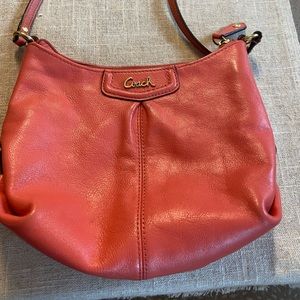 Coral Leather Coach Crossbody